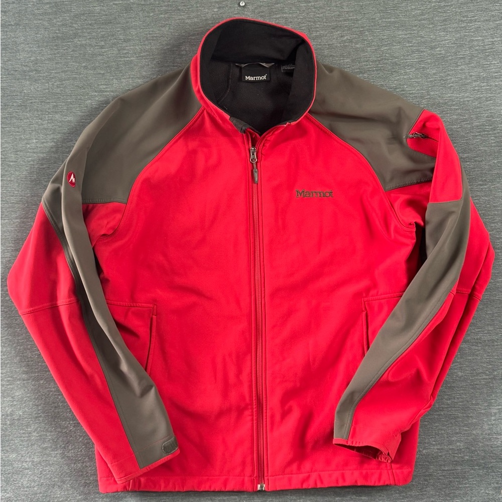 Marmot Jacket Mens XL Red Gravity Windstopper Softshell Fleece Lined Full Zip